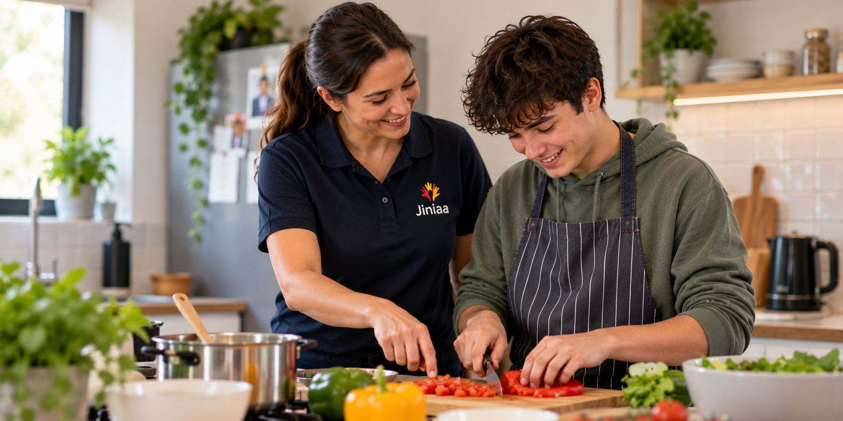 Cooking Together in a Warm Kitchen Supported Independent Living